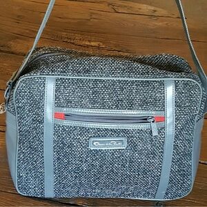 Vintage Oscar de la Renta tweed gray on gray studio carry-on bag